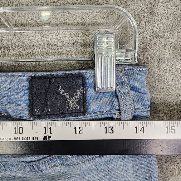 Womens American Eagle Hi Rise Jegging Denim Jeans Super Stretch Distressed 8 - Picture 7 of 10